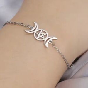 Stainless Steel Triple Moon Goddess Bracelet/Anklet